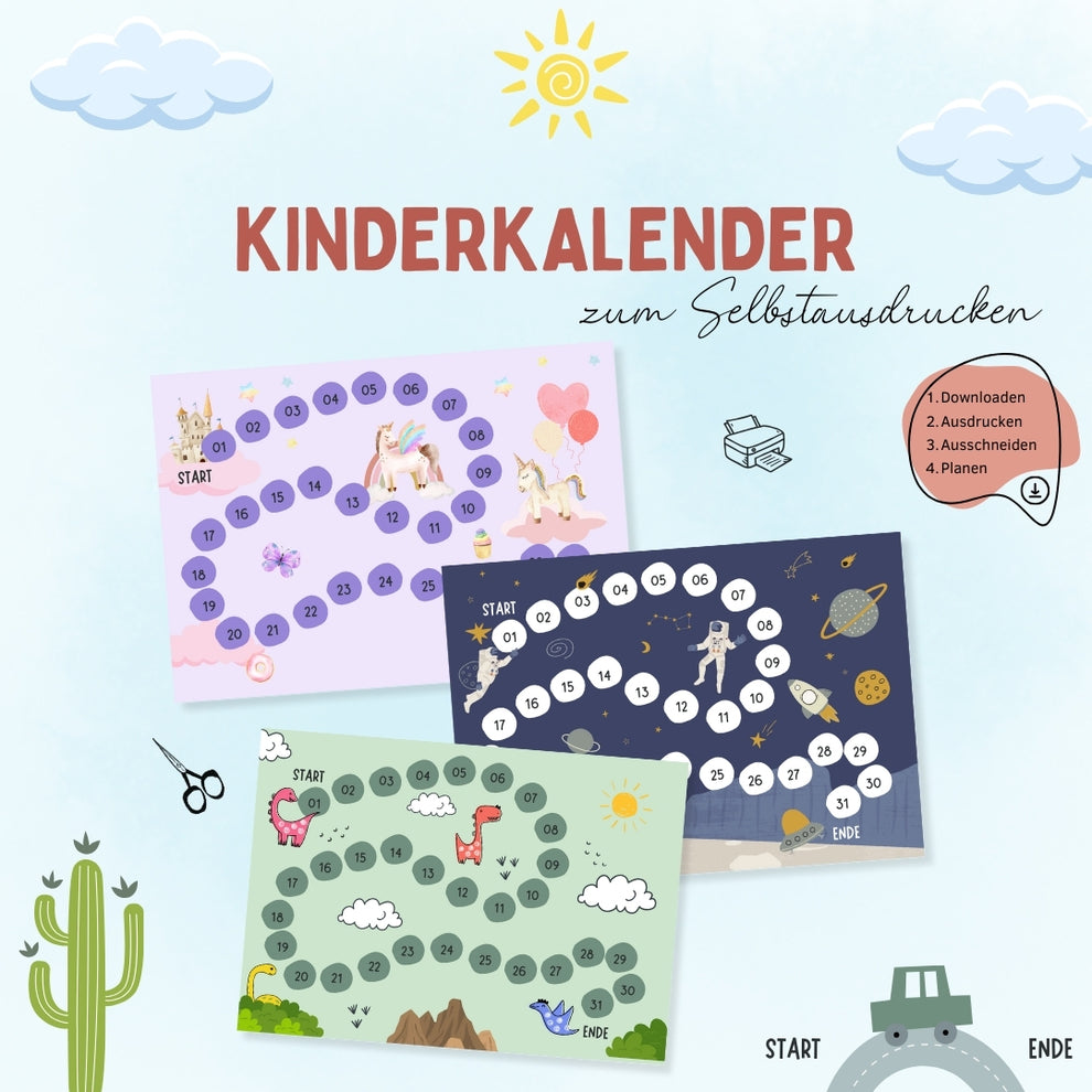 Kinderkalender zum Selbstausdrucken - Countdownkalender für Kinder ...