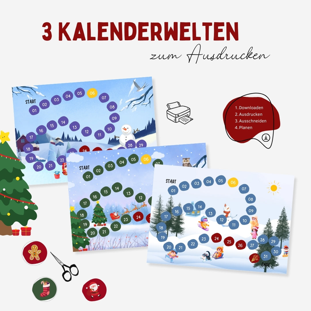 Kinderkalender zum Selbstausdrucken - Weihnachtsedition