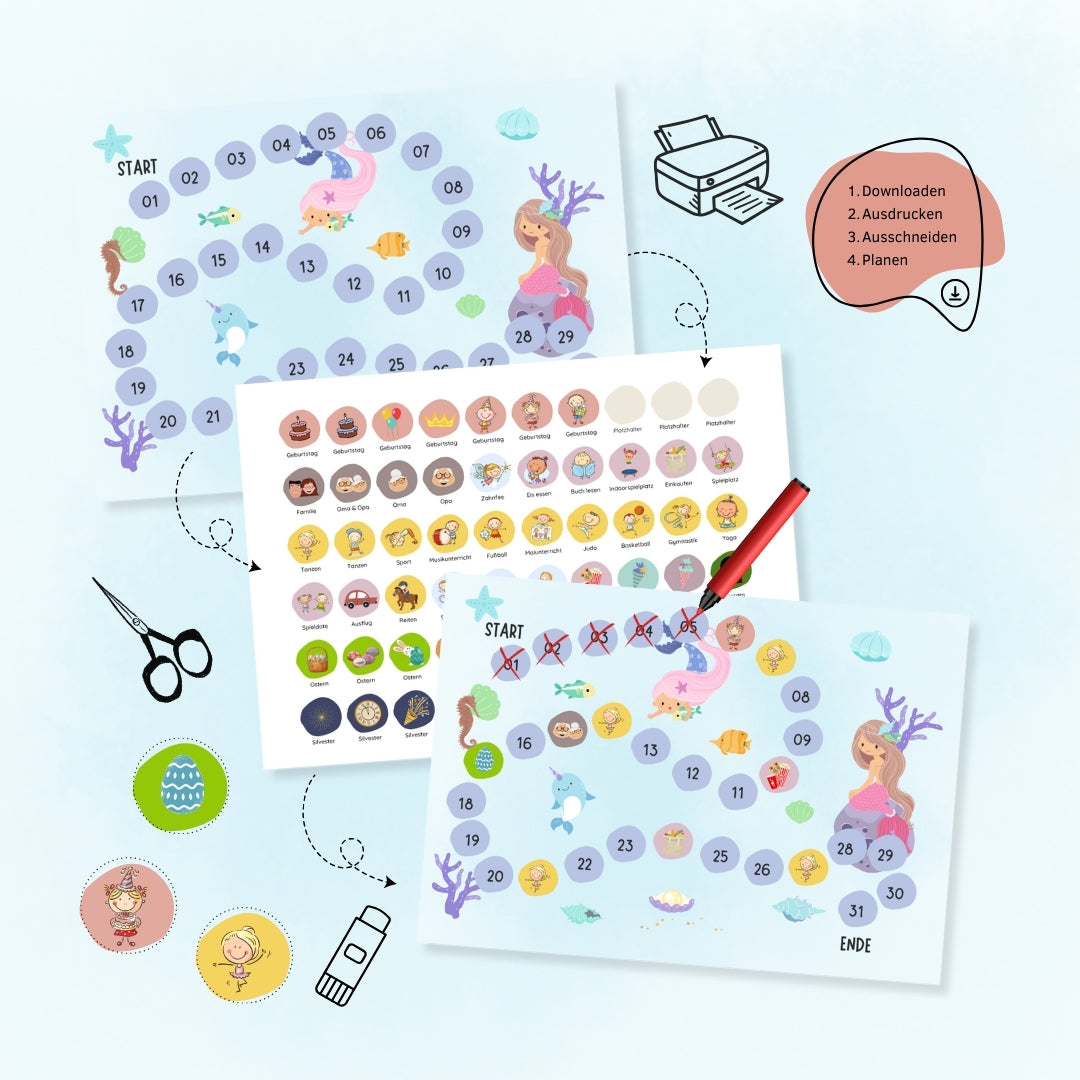 Kinderkalender zum Selbstausdrucken - Countdownkalender für Kinder ...