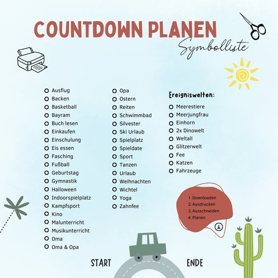 Kinderkalender zum Selbstausdrucken - Countdownkalender für Kinder
