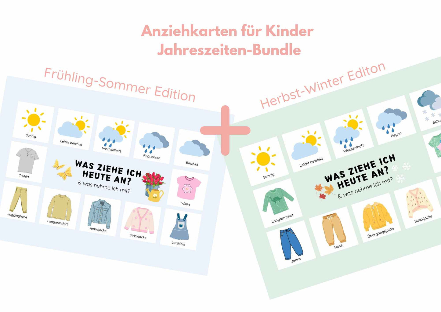 Anziehkarten für Kinder – Jahreszeiten-Bundle