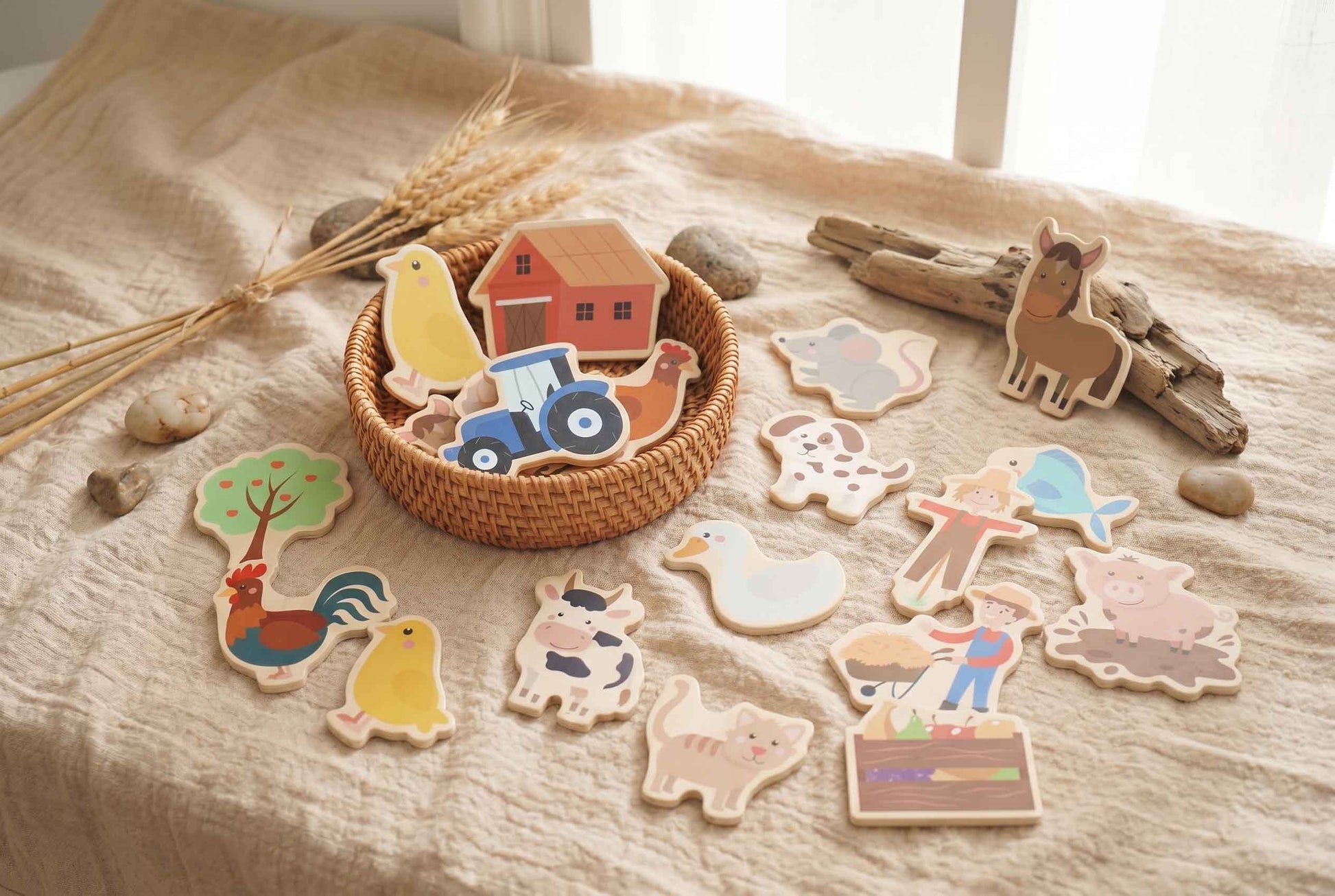 Bauernhof Kühlschrankmagnete aus Holz für Kinder – spielerisches Lernen mit Tieren, Traktor und Bauernhofmotiven